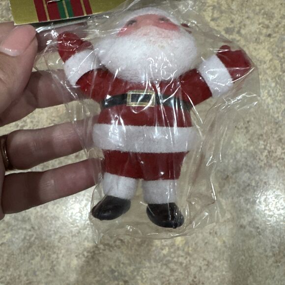 Vintage  Flocked Santa NOS Classic Trims Ornament Brite Star - Picture 3 of 5